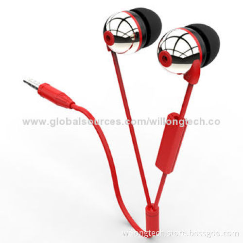 Black In-ear Earphones, Plastic Ear Housing with Microphone